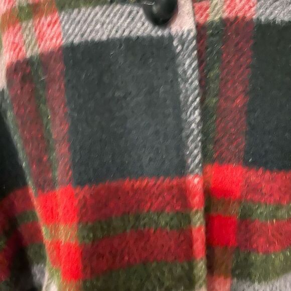 Pioneer Wear RARE Reversible Riding Poncho Wool Red Buffalo Plaid Waterproof - Picture 7 of 12